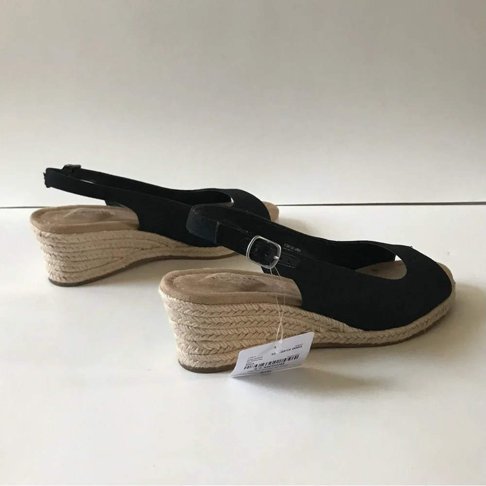 St. John's Bay Black Espadrille Wedges women’s size 8.5